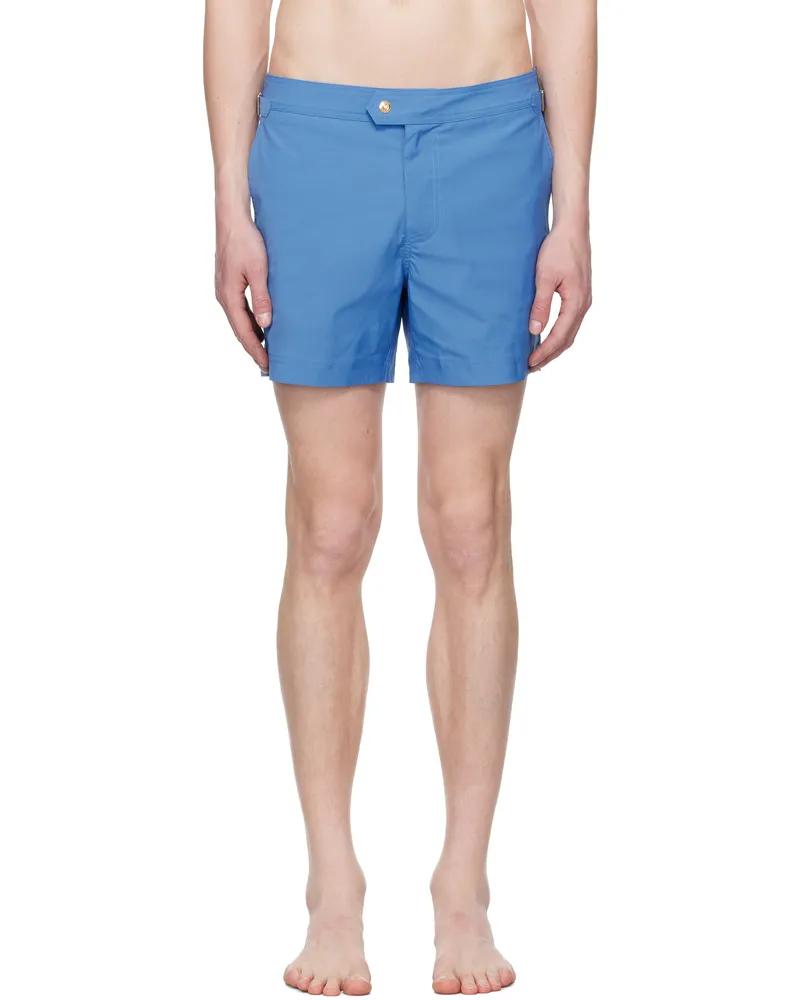 Tom Ford Blue Poplin Swim Shorts Royal