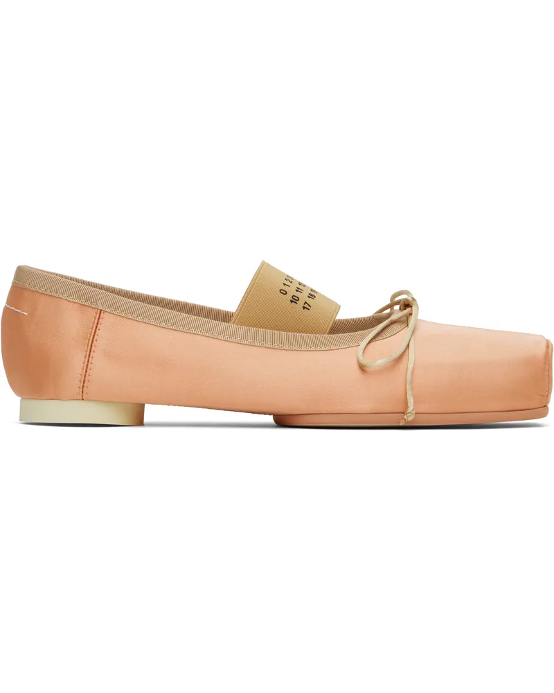 Maison Margiela Pink Satin Pointe Logo Ballerina Flats T4097