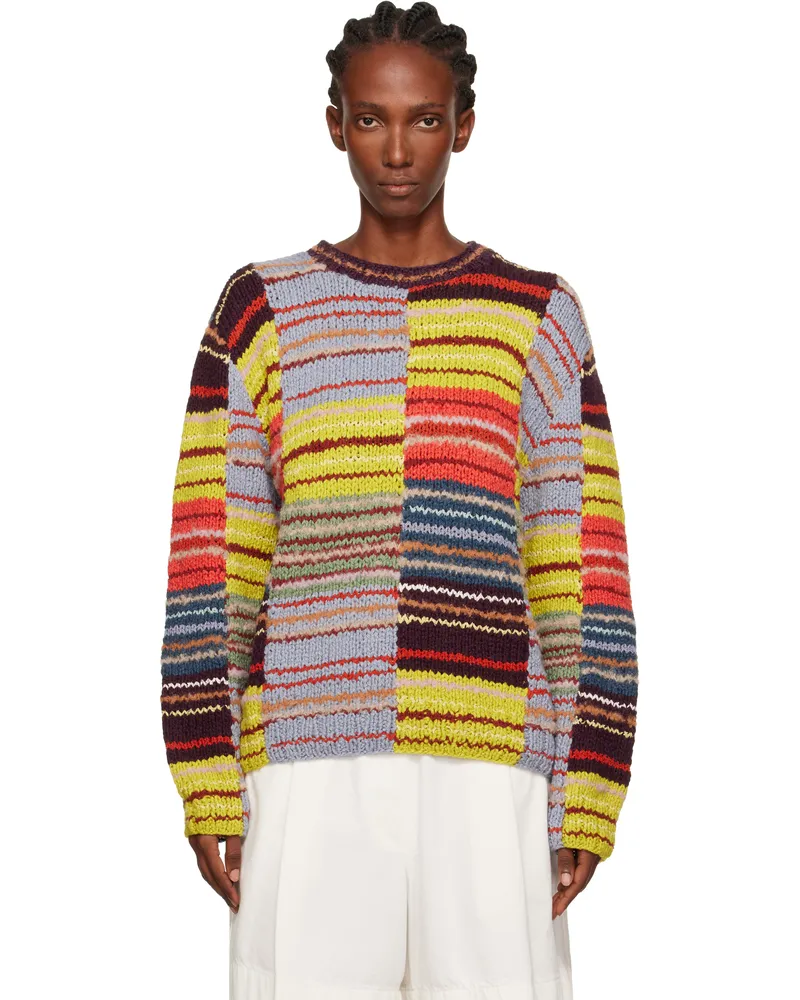 The Elder Statesman Multicolor Patchwork Scrap Crew Sweater D435