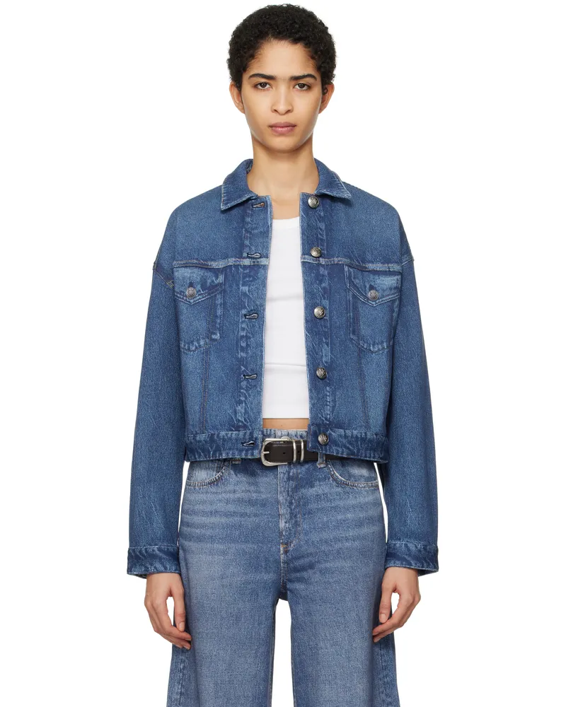 Rag & Bone Blue Miramar Fleece Trucker Jacket Grove
