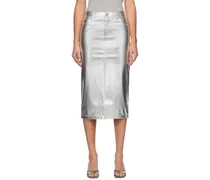 Silver Oaklyn Faux-Leather Midi Skirt