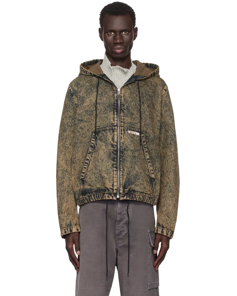 Marni Brown Marble-Dyed Denim Jacket Mmw60