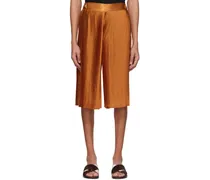 Orange Pleated Shorts