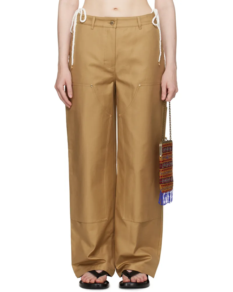 Casablanca Paris Tan Cotton Workwear Trousers Beige