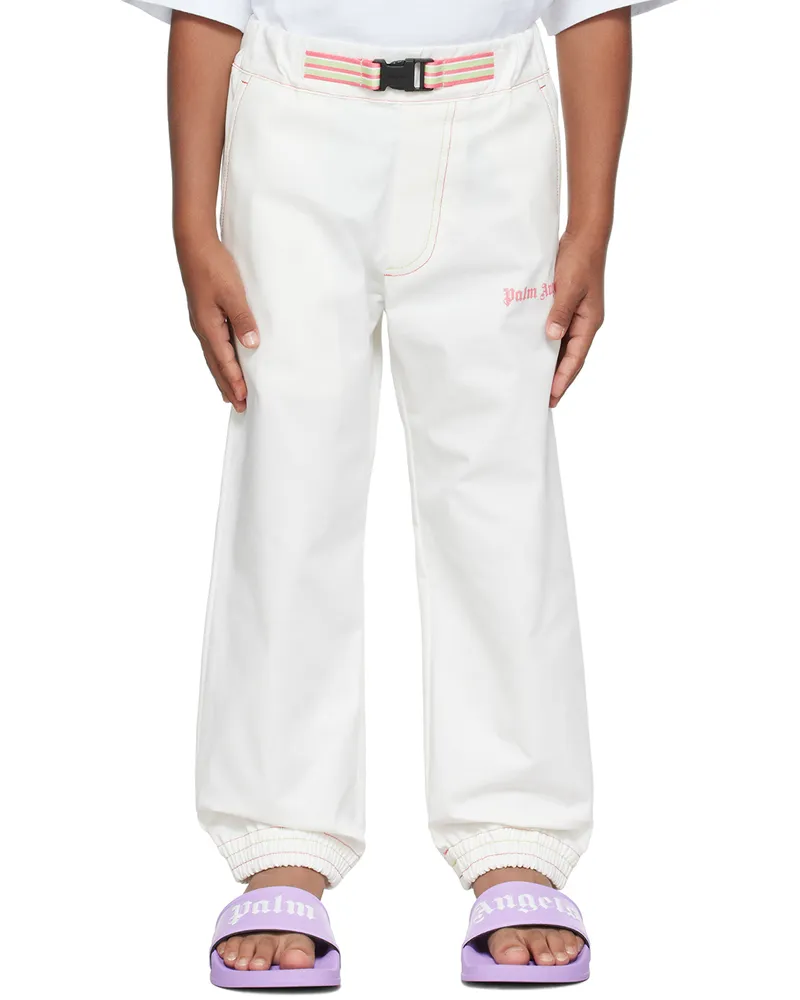 Palm Angels Kids White Belted Trousers White