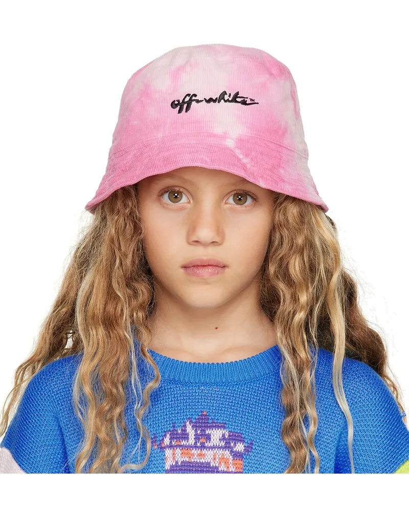 OFF-WHITE Kids Pink & Black Logo Tie-Dye Bucket Hat Pink