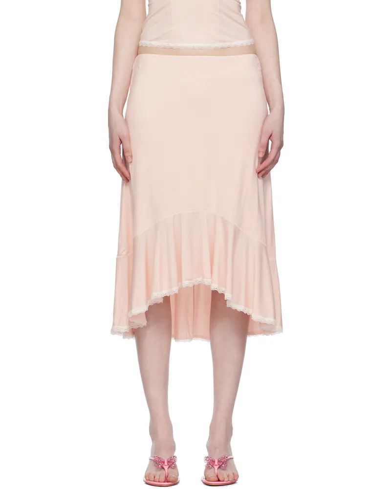 GUIZIO Pink Dainty Midi Skirt Light