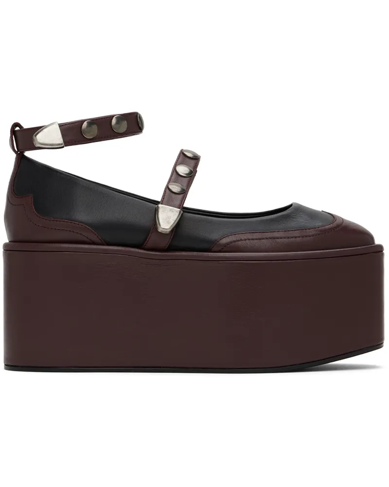 Molly Goddard Black & Brown Camille Platform Ballerina Flats Black
