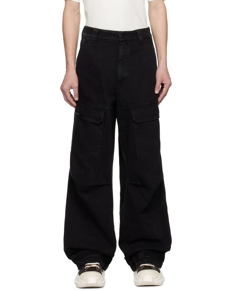 RTA Black Wide Leg Cargo Pants Black