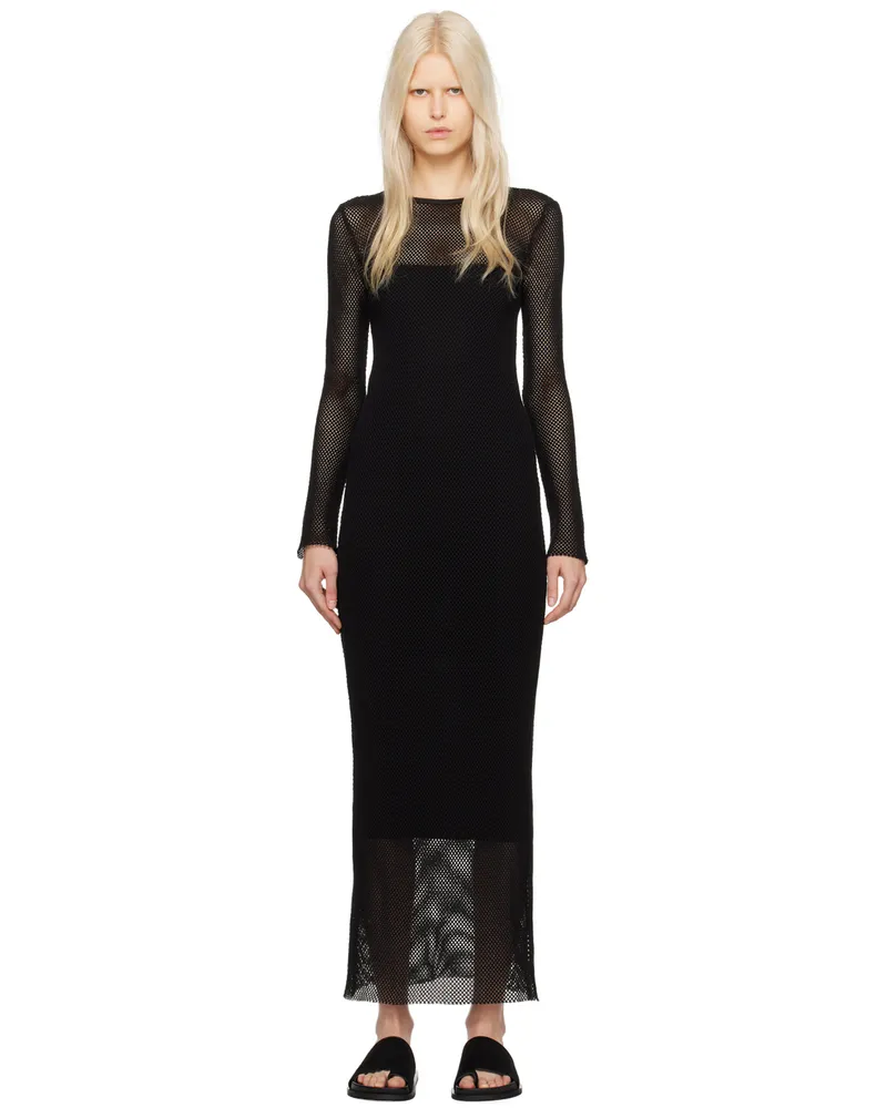 St. Agni Black Crewneck Maxi Dress Black