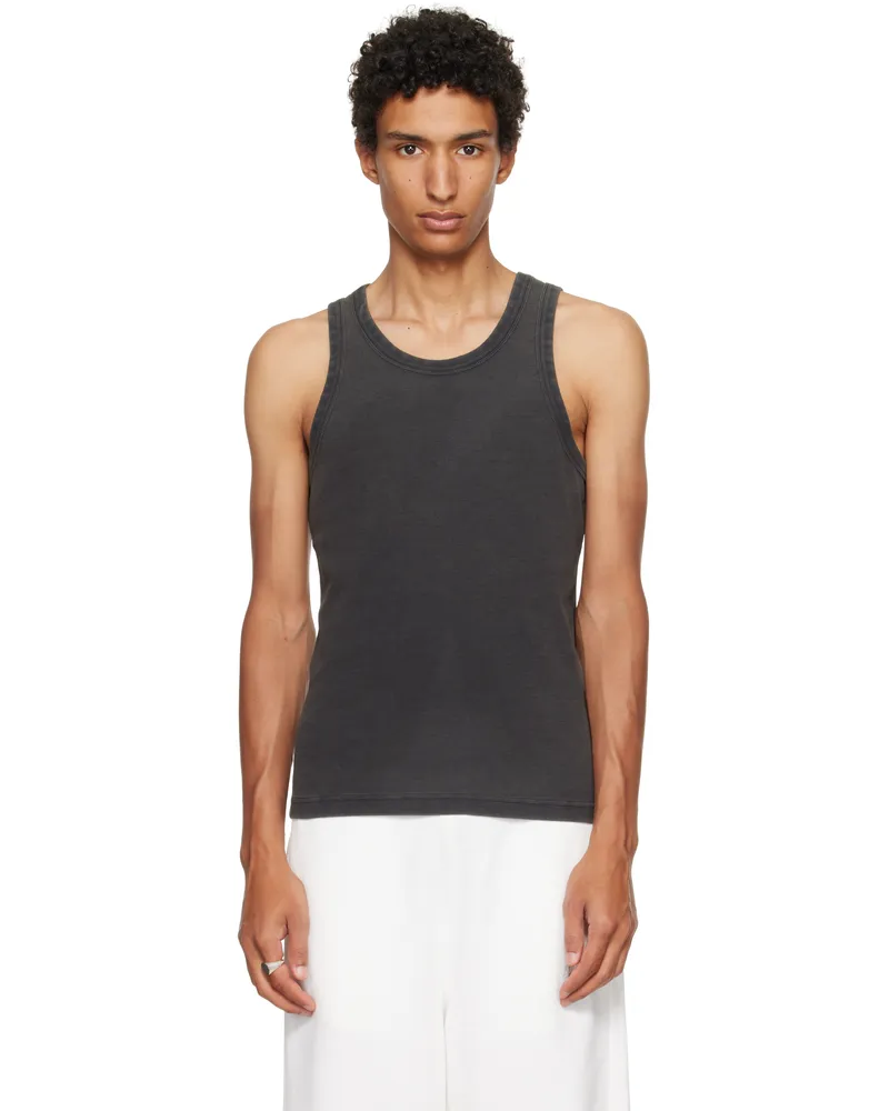 Entire Studios Black Rib Tank Top Washed
