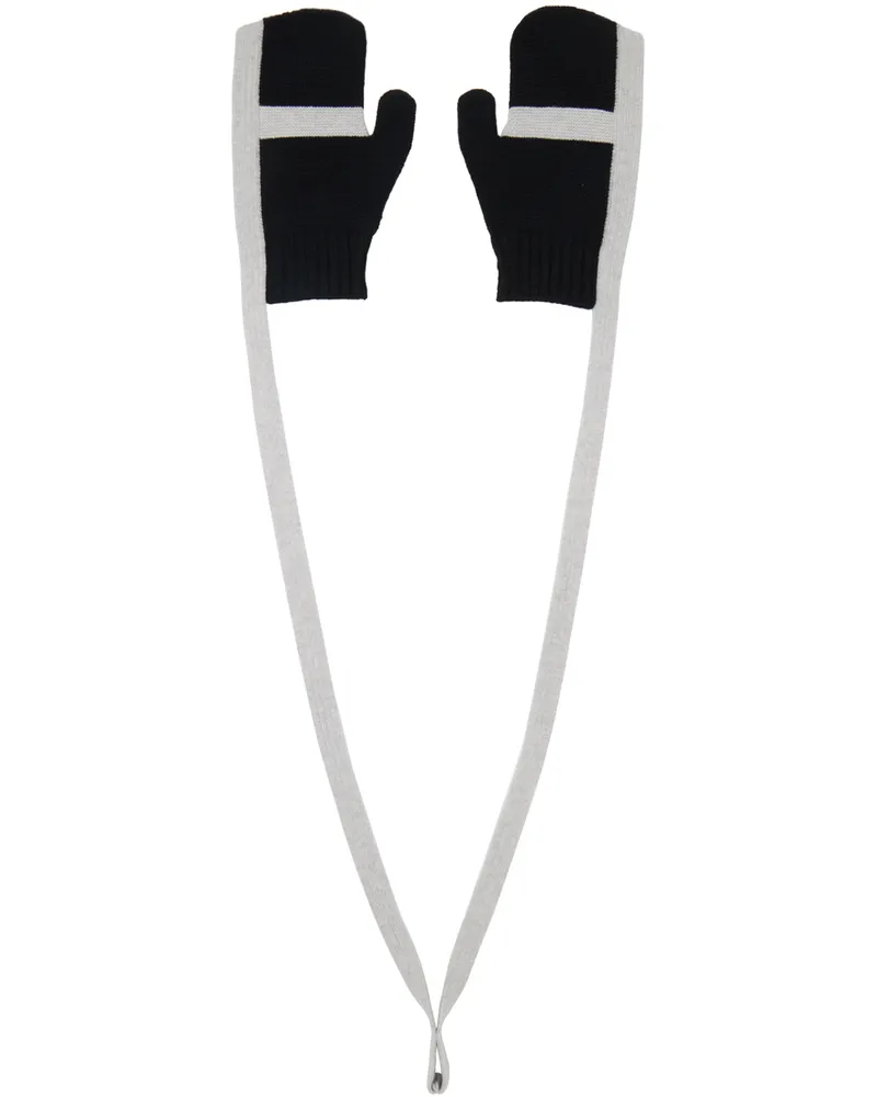 Issey Miyake Black Frame And Blocks Mittens 15-black