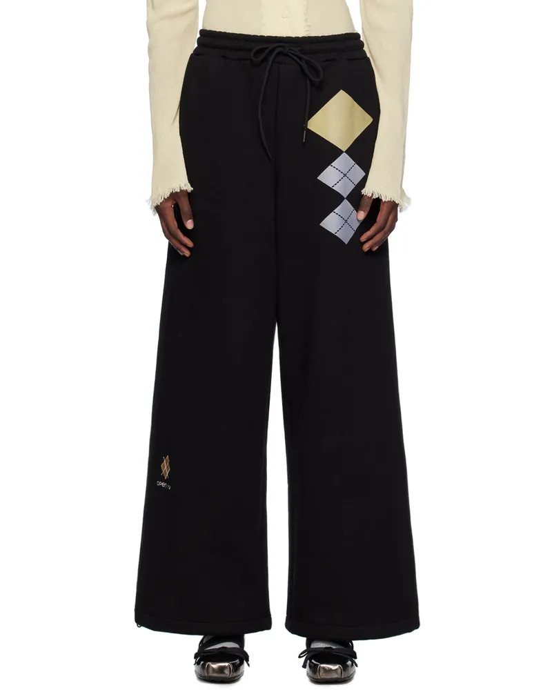 OPEN YY Black Argyle Wide Sweatpants Black