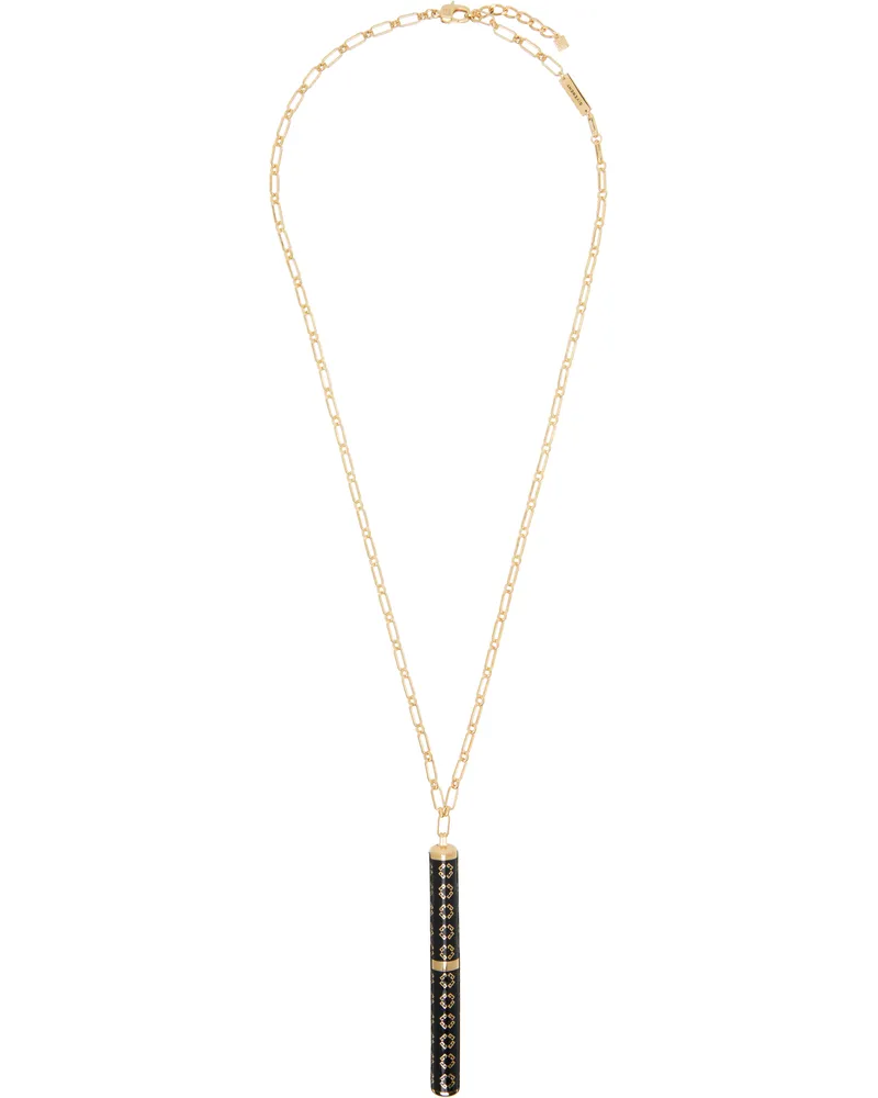Givenchy Gold & Black Charm Pen Monogram Pendant Necklace 005-black