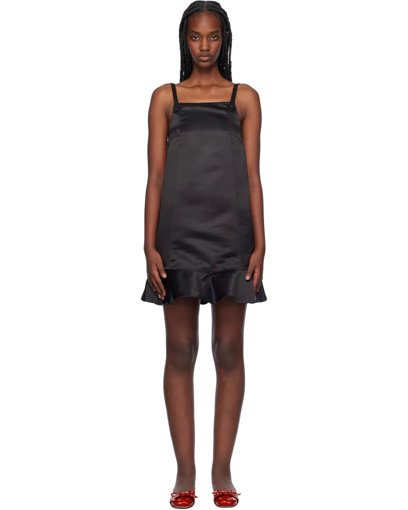 Ganni Black Duchesse Satin Minidress 099