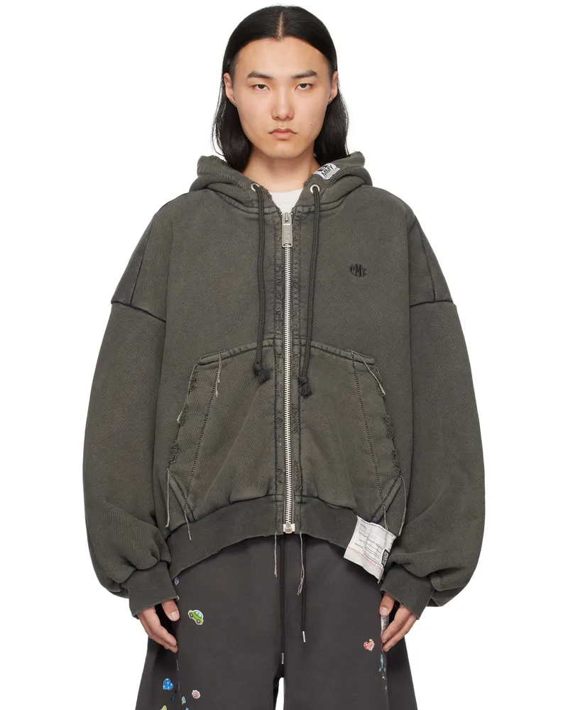 MIHARAYASUHIRO Black Amateur Sewn Zip-Up Hoodie Black