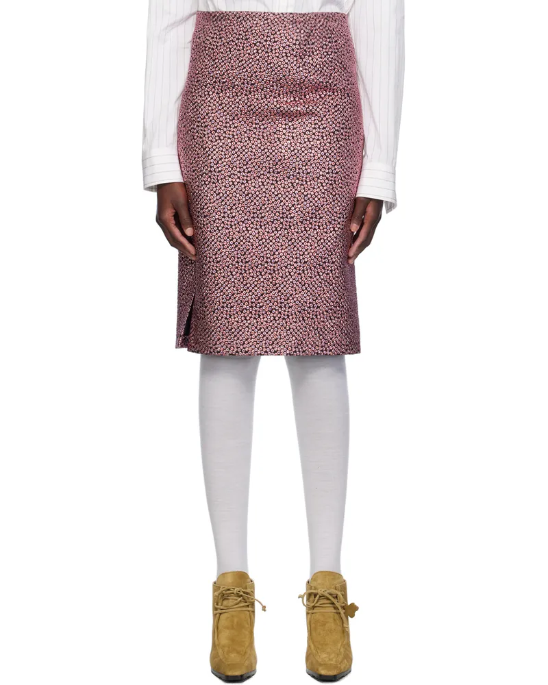 Dries van Noten Pink & Black Jacquard Midi Skirt 305