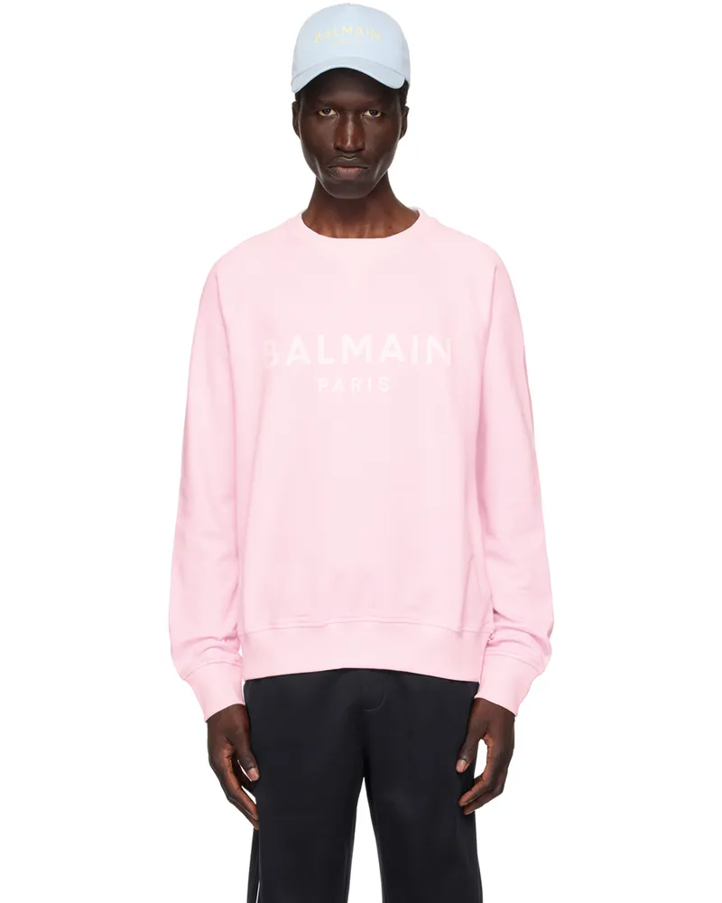 Balmain Pink 'Balmain Paris' Printed Sweatshirt Oes