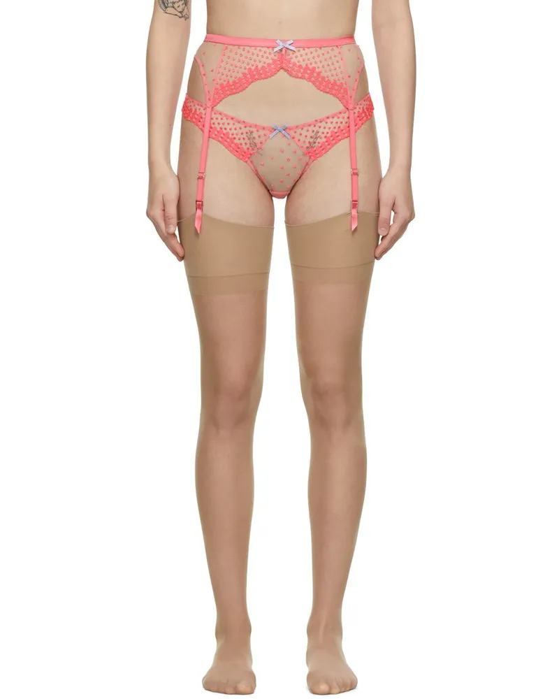 Fleur Du Mal Pink Dotty Garter Belt 0702