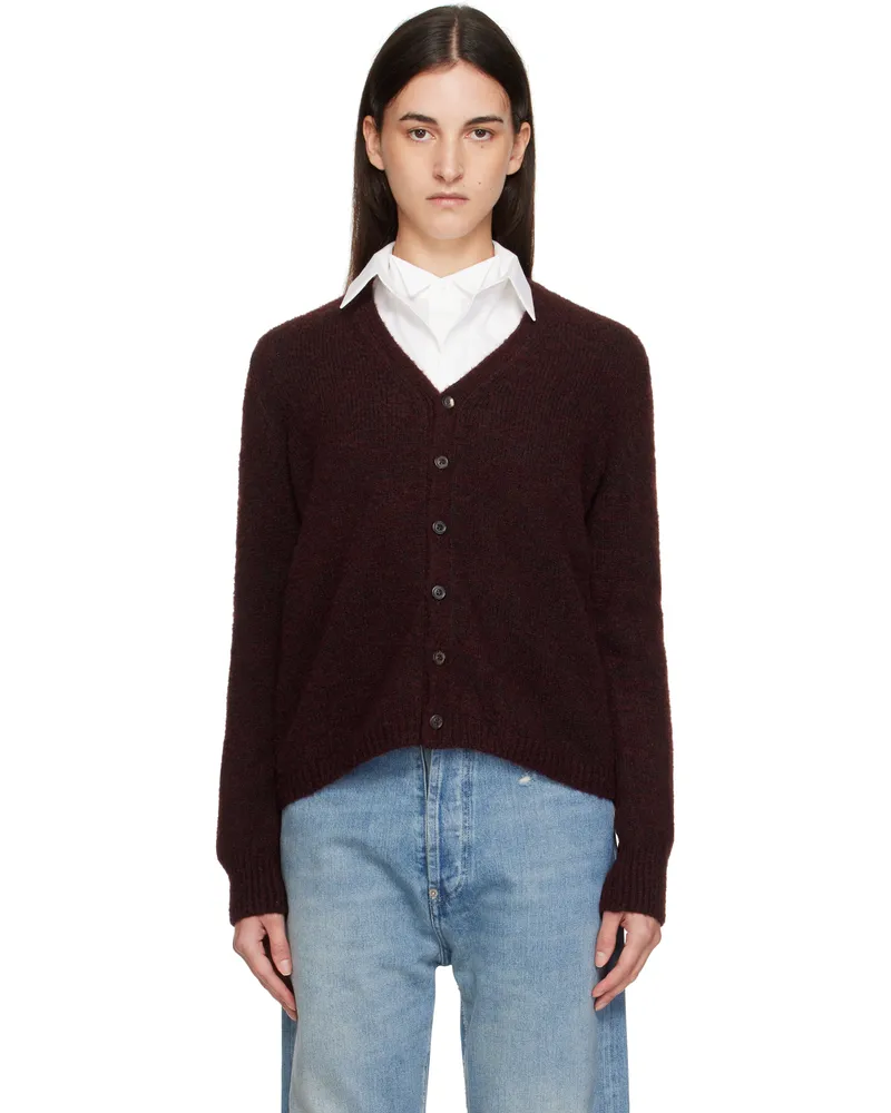 Maison Margiela Burgundy Wool Cardigan 001f