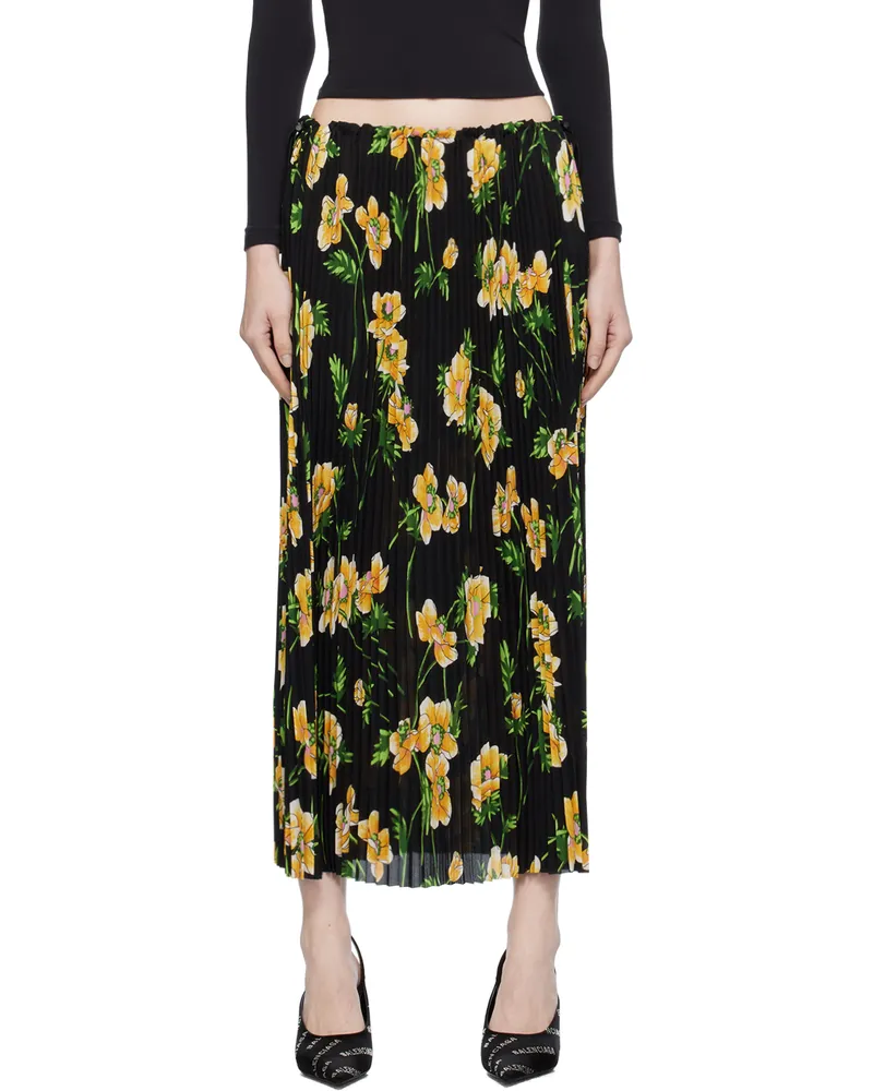 Balenciaga Black Pleated Midi Skirt 1361