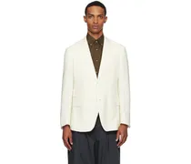Off-White Silk Linen Single-Breasted Blazer