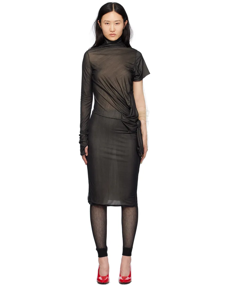 Maison Margiela Black Asymmetric Midi Dress 961
