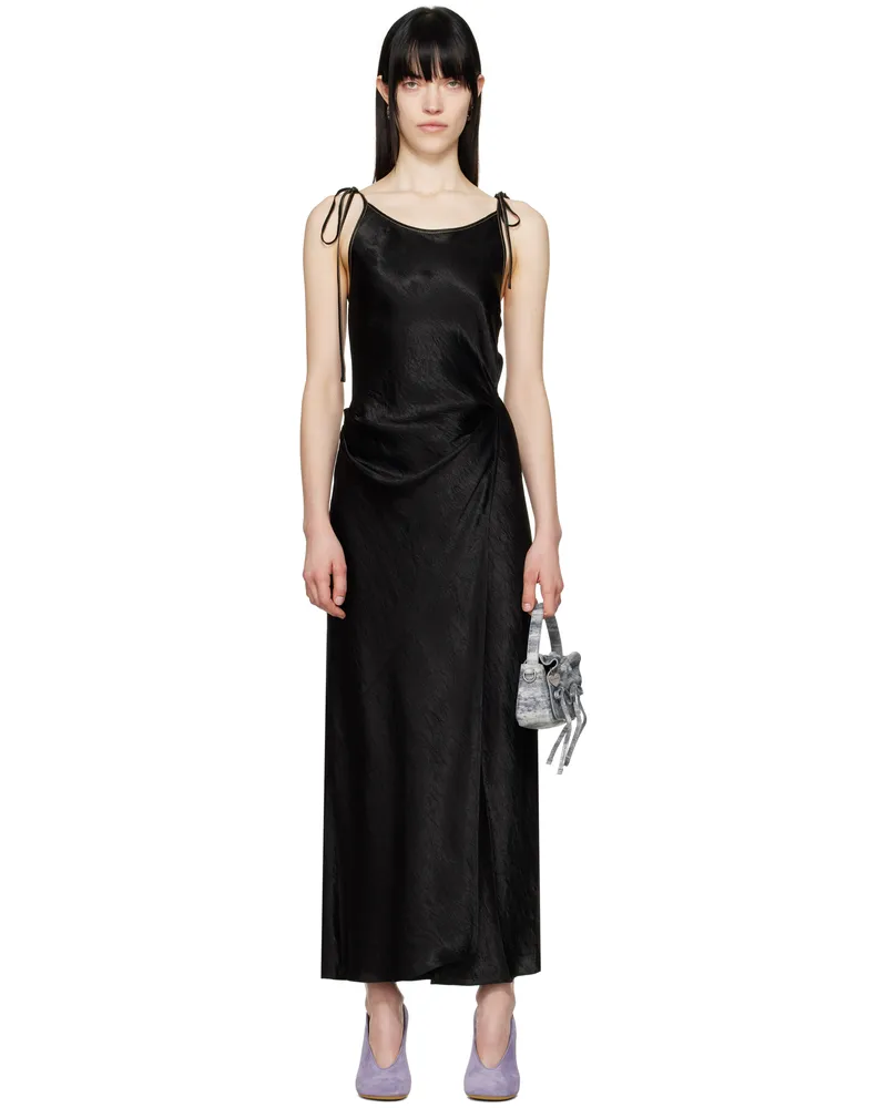 Acne Studios Black Satin Maxi Dress 900