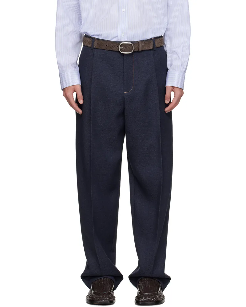 Bottega Veneta Navy Wool Drill Trousers 4023