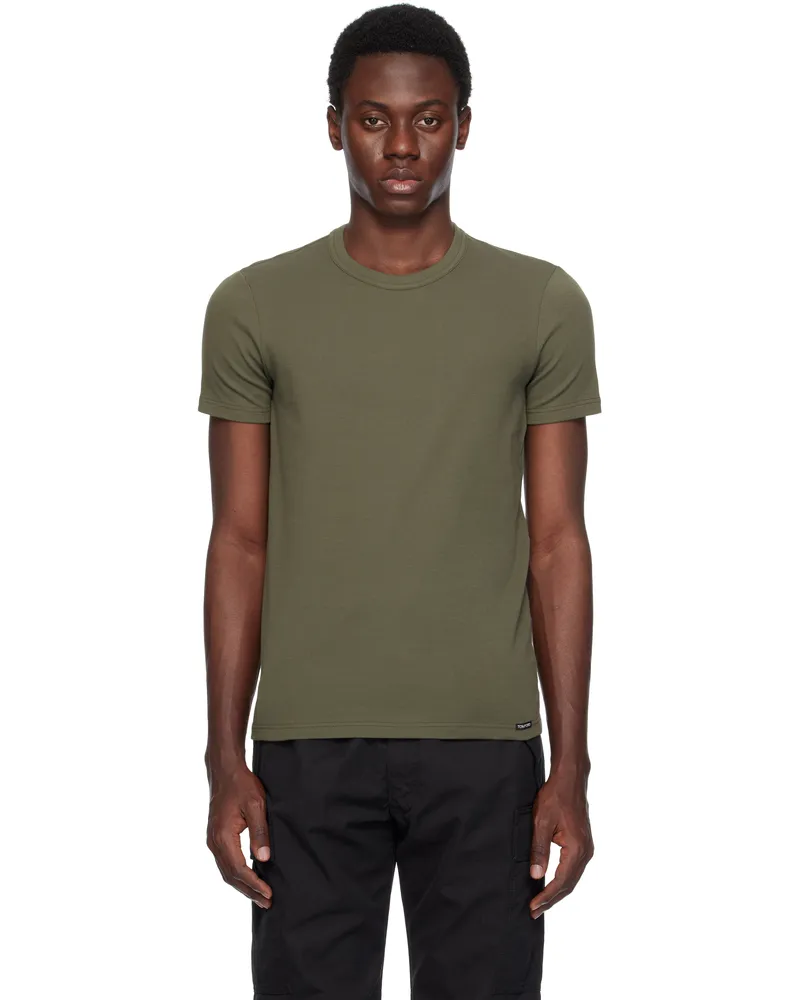 Tom Ford Khaki Cotton Stretch Jersey T-shirt Military