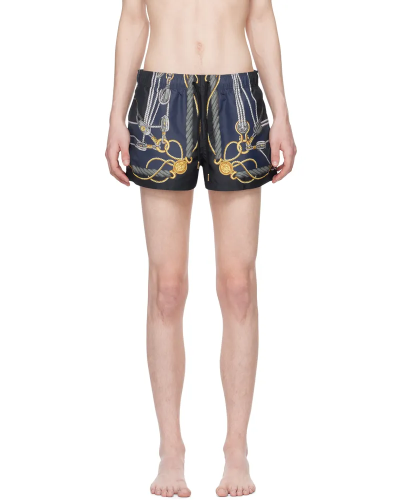 Versace Blue Nautical Swim Shorts 5u170-blue+gold