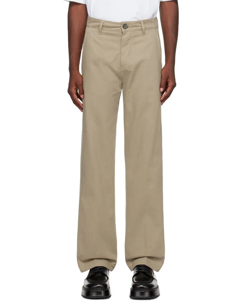 AMI Paris Khaki Straight-Leg Trousers Clay