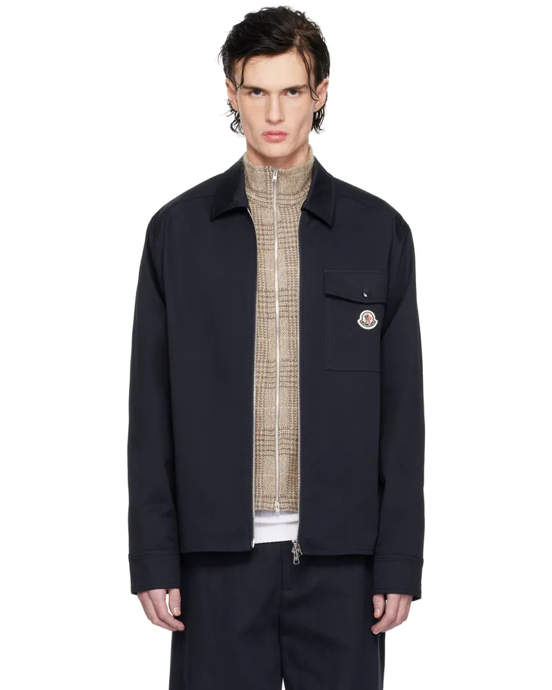 Moncler Navy Cotton Gabardine Zip-Up Jacket 781