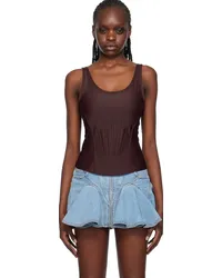 Thierry Mugler Burgundy Corseted Tank Top Dark