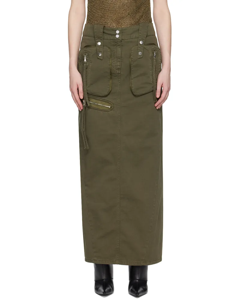 Blumarine Green Embroidered Maxi Skirt D0569
