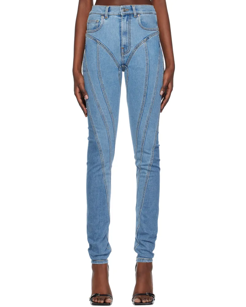 Thierry Mugler Blue Spiral Jeans B6403