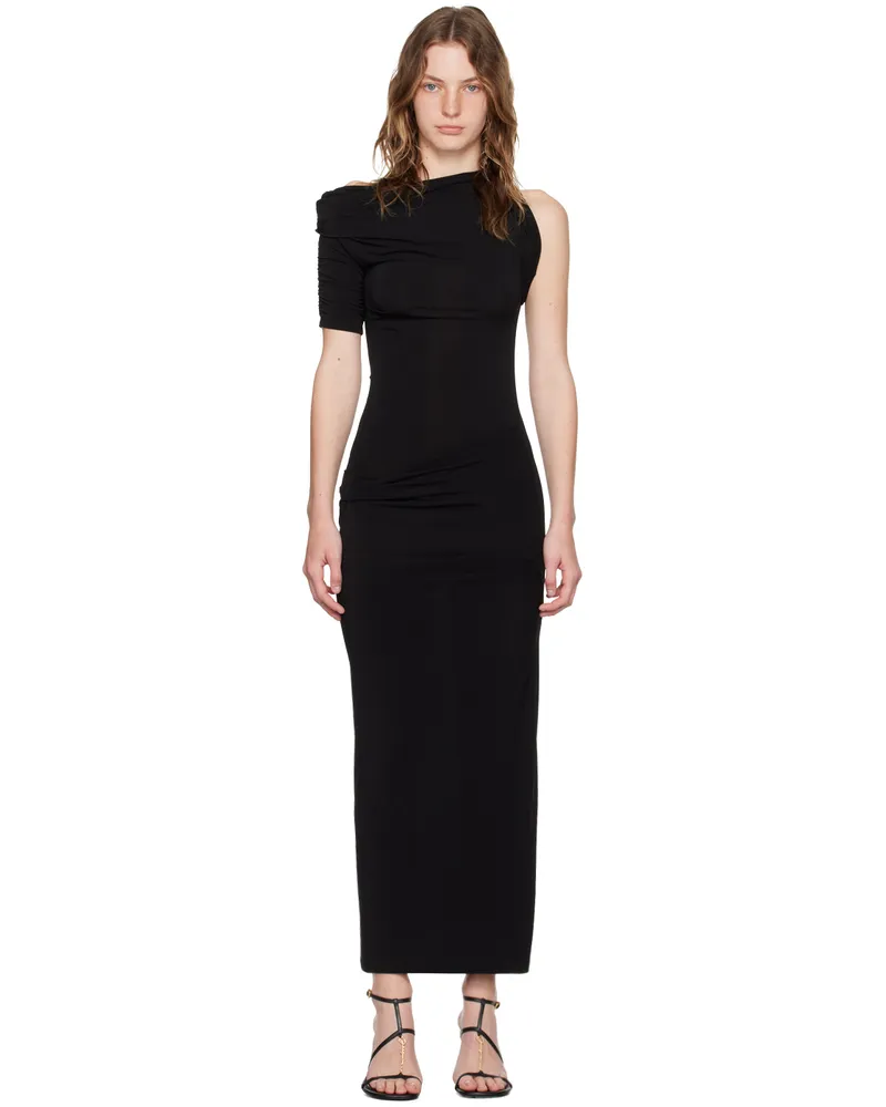 Jacquemus Black Les Rayures 'La robe Drapeado' Midi Dress 990