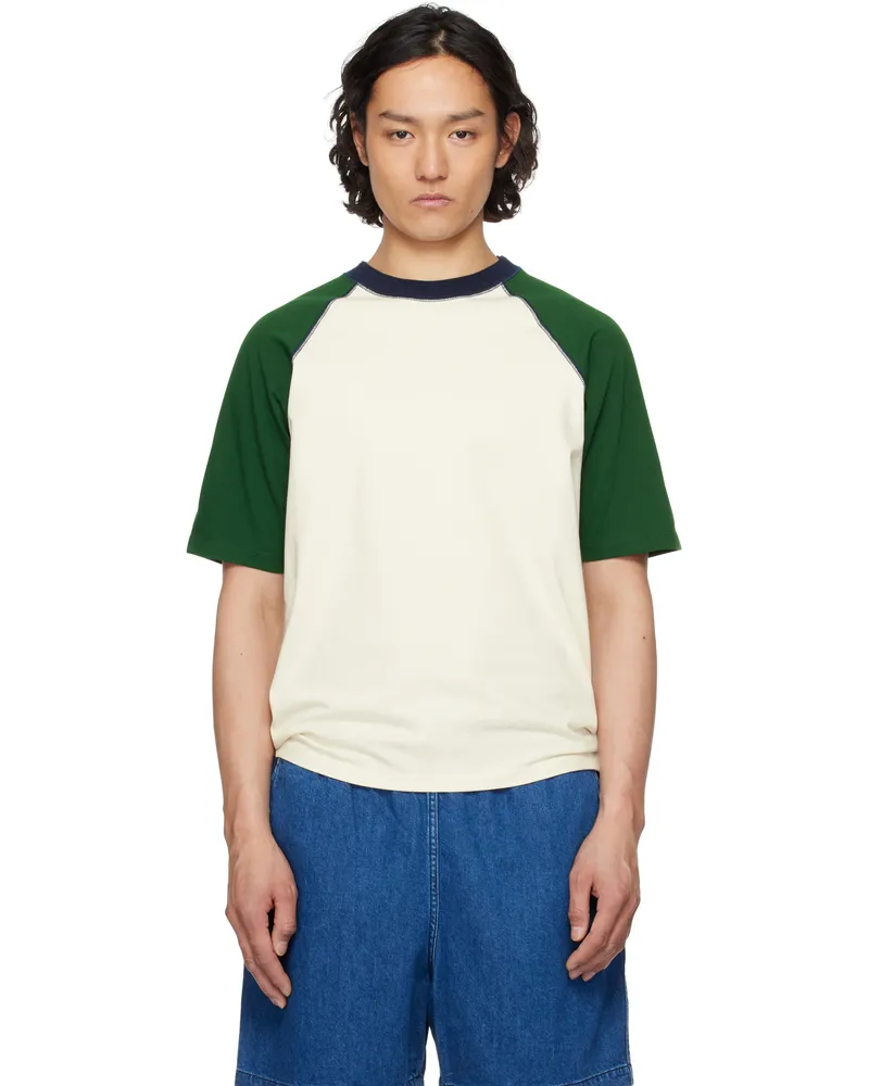 Drake's Off-White & Green Raglan Sleeve Hiking T-shirt 050