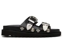 Black Double Buckle Charms Sandals