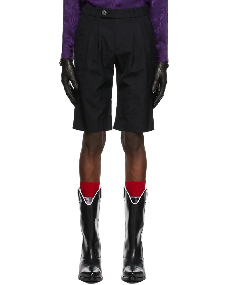 Ernest W. Baker Black Virgin Wool Shorts Polka