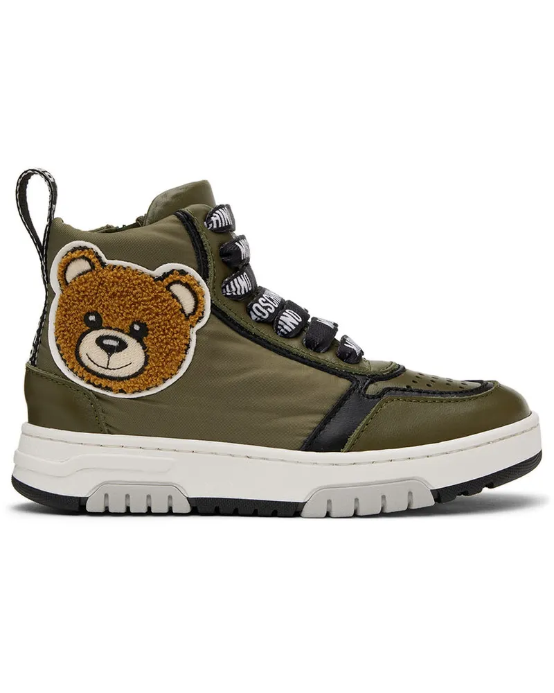 Moschino Kids Khaki Teddy High Sneakers Green