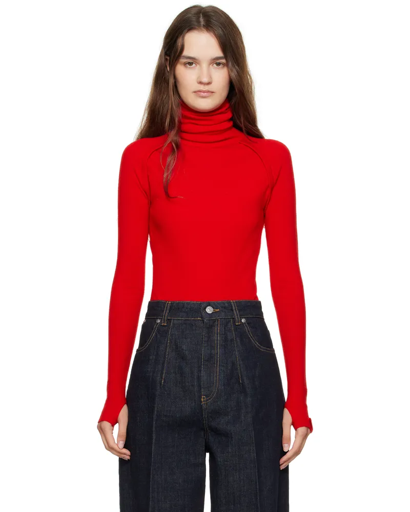 Victoria Beckham Red High Turtleneck Bright