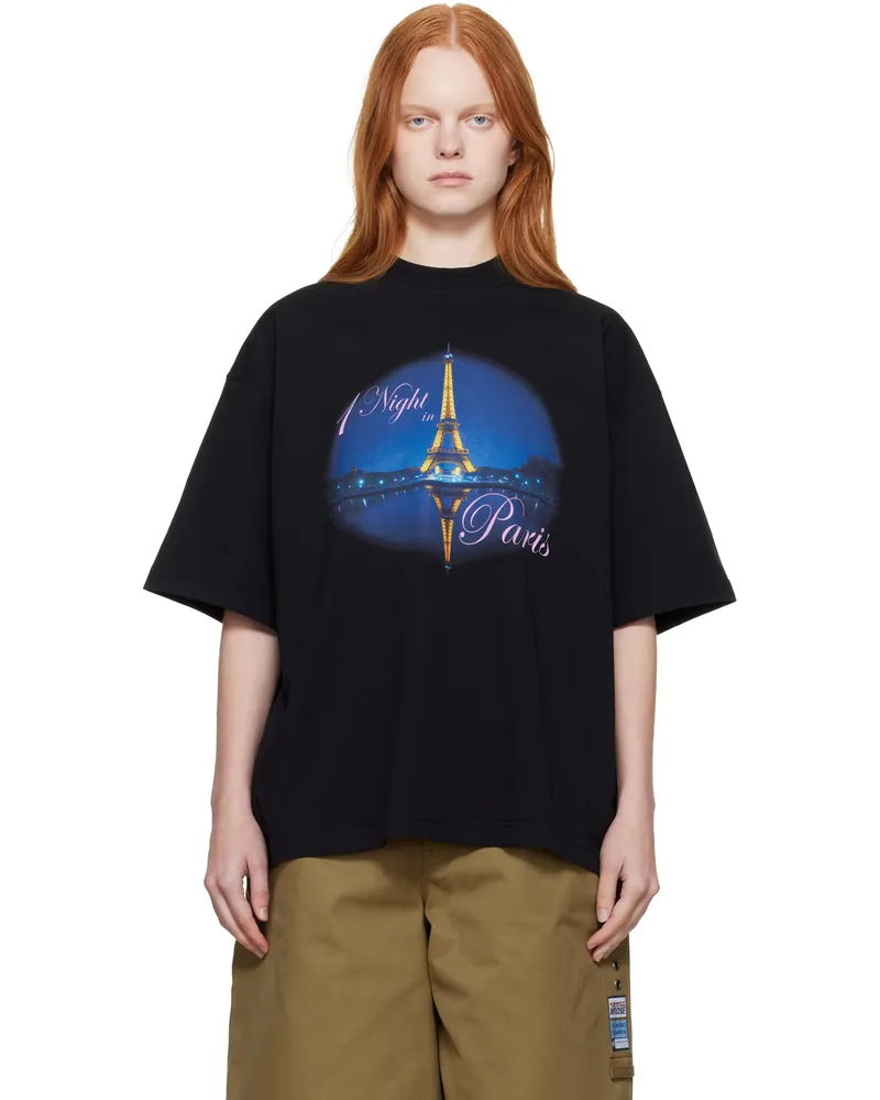 VETEMENTS Black 'Night In Paris' Oversized T-shirt Washed