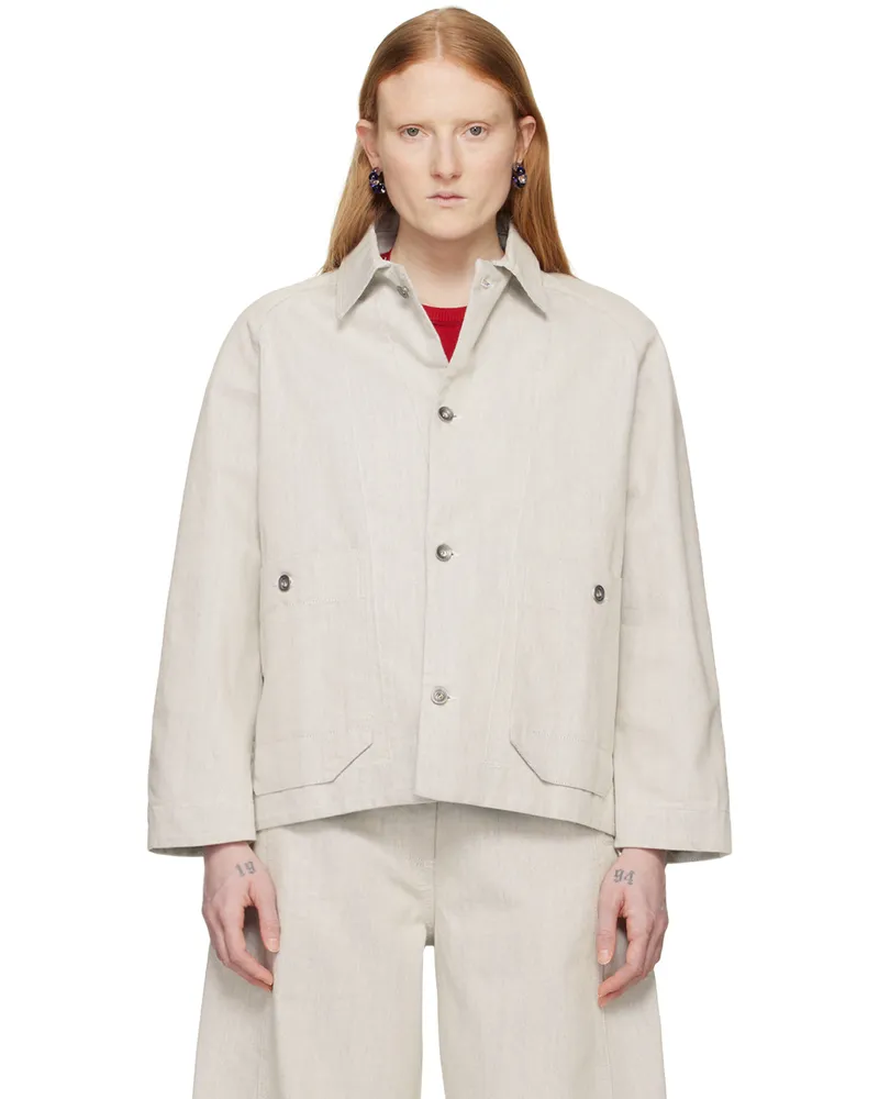 Henrik Vibskov Off-White Delivery Denim Jacket Whit