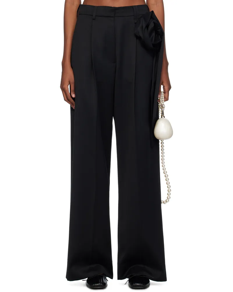Simone Rocha Black Pressed Rose Trousers Black