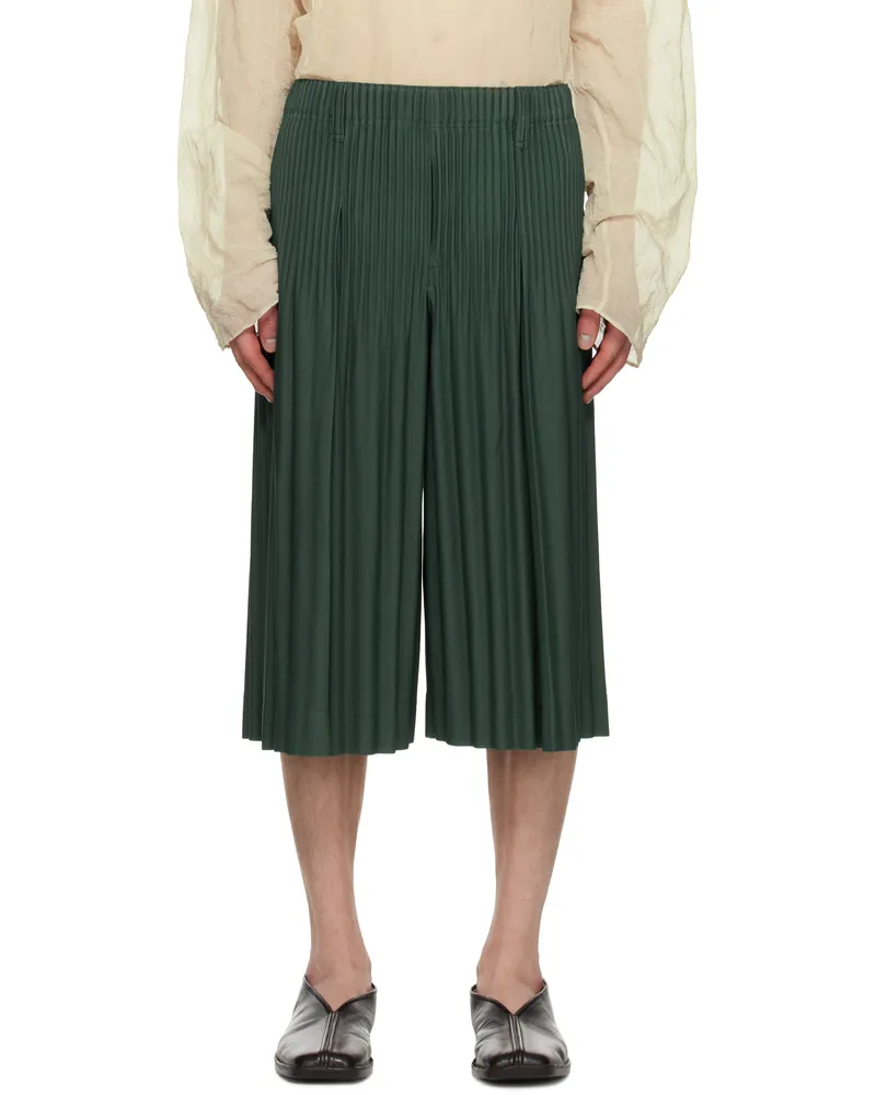 Issey Miyake Green Tailored Pleats 1 Shorts 68-evergreen