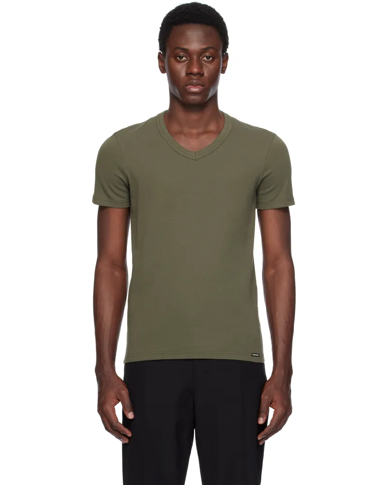 Tom Ford Khaki Cotton Stretch Jersey T-shirt Military