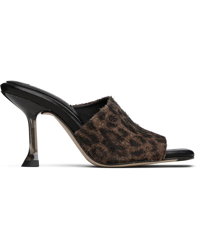 Miista Brown & Black Miri Animal Print Mules Brown
