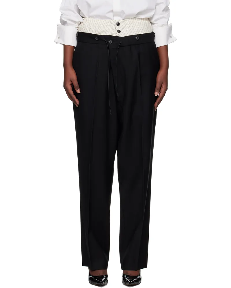 Maison Margiela Black Double-Waist Trousers 900