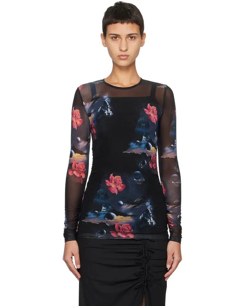 Ganni Black Printed Blouse 099
